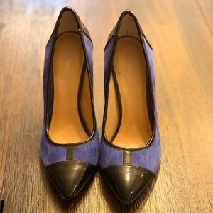 Black and Blue Pointy Toe Heels
